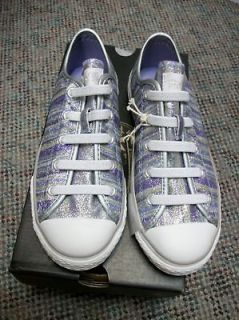 30H NEW Girls CONVERSE Silver Sparkle/Purple 3 shoes glitter NWT 