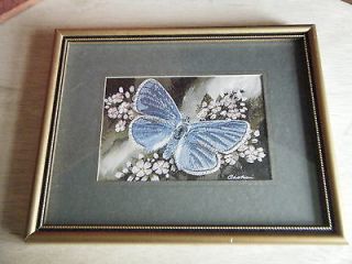   SILK PICTURE COMMON BLUE BUTTERFLY JACQUARD LOOM ARTISTRY COVENTRY