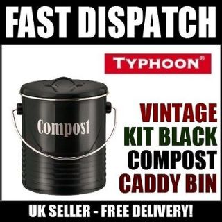 Typhoon Vintage Kit Black Compost Caddy Bin 1400.552 Airtight Storage 