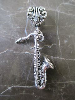 Large Silver Saxophone Pendant with Bail Instruments/Music/Musician 