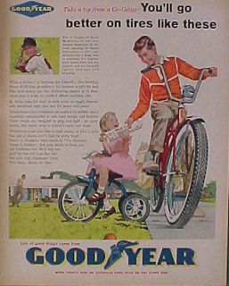 1960 Goodyear Bicycles Tires Los Angeles Examiner Little Girls 