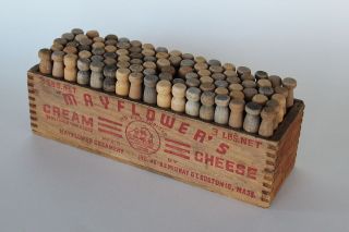 Vintage Mayflower Cream Cheese Wooden Box Filled with 90+ Laundry 