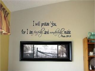 will praise you for I am Vinyl Wall Decal Art Decor Letters 