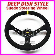 350mm Suede Deep Dish Steering Wheel Corsica Style 14 inch BLACK