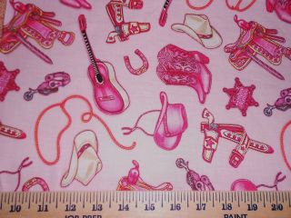 COWGIRL ALL OVER ON PINK 1/2 yd fabric X 42