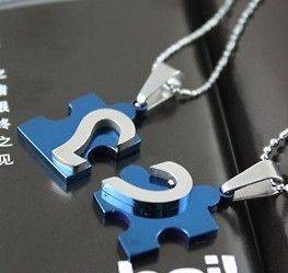   Stainless Steel I Love You Heart Love Puzzle Wedding Couple Necklaces