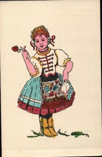 Hand Colored Hungarian Art Postcard National Folk Costume Hungary #3