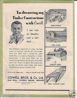 COWELL BROTHERS , STORAGE SGEDS, WOOL SHEDS, SHEEP HURDLES, WOOL 
