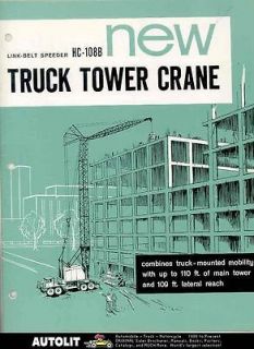 1964 Link Belt Speeder HC108B Truck Crane Brochure