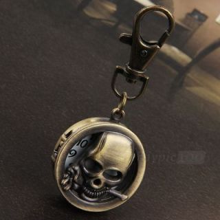 Metal Retro Brass Skull Watch Key Chain Ring Keychain Keyring Fashion 