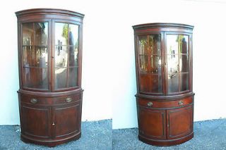 TWO MAHOGANY GLASS FRONT CORNER DISPLAY CABINETS BY DREXEL #2769