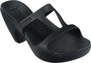 Crocs Cyprus II Black Womens 8 NWT NEW Wedge Heel Comfort and Style 