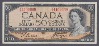 1954 Canadian $50 Bill   Beattie/Coyne   A/H Prefix