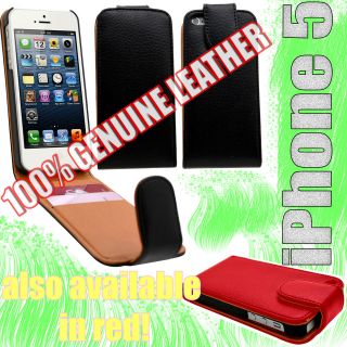Premium Black Slim PU GENUINE Leather Flip Top Case Cover for Apple 