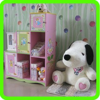   New Kids Girl Hand Fairy Paint Wooden Cube Toy Storage Shelf Bookcase