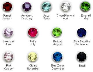 Sterling Silver & Cubic Zirconia Birthstone Studs 4mm High Quality 