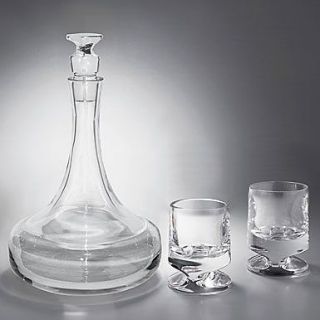   NAMBE FULL LEAD CRYSTAL GROOVE DECANTER SET WITH 2 GLASSES STYLE 5582