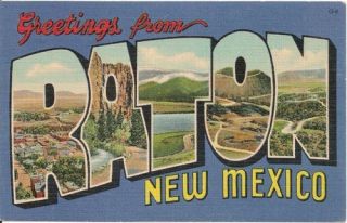 Greetings From Raton NM Large Letter Postcard