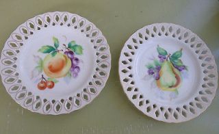 FRUIT DECORATIVE PLATE OCCUPIED JAPAN ROSSETTI CHICAGO USA OPEN LACE 