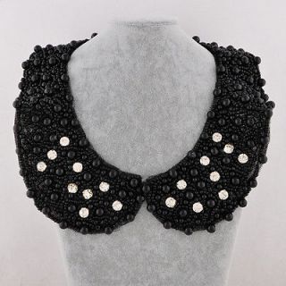 Detachable lace peter pan collar necklace tassels beads crystal N487
