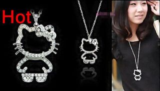   Lady Charm Fashion Jewellery HelloKitty Bow Crystal Necklace Pendant