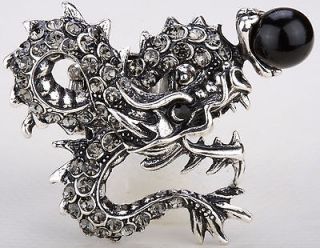 Gray crystal dragon stretchy ring FASHION JEWELRY 1;buy 10 items free 