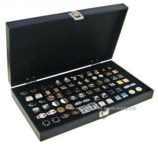 Solid Top Black Cufflinks Jewelry Showcase Storage Organizer Display 