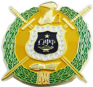 Omega Psi Phi Shield Crest Die Cut Out Car Badge Emblem [Gold]