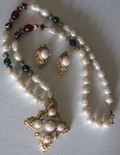   Jay Lane Maltese Cross Necklace Earrings Brooch Pendant Set KJL Avon