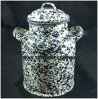   CREAM Swirl Enamelware French Milk Jug Can & Lid NEW 7 Cup Capacity