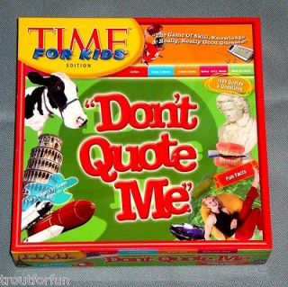Dont Quote Me Time For Kids Edition Board Game 2007 NEW