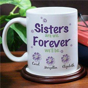 Personalized Sisters Forever Sister Flower Coffee Mug