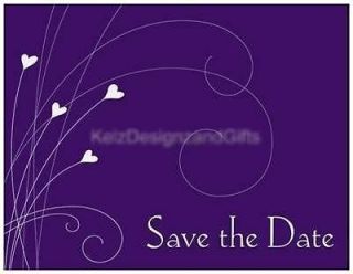 25 x Blank Flat Save the Date Cards for Wedding Engagement. Purple 