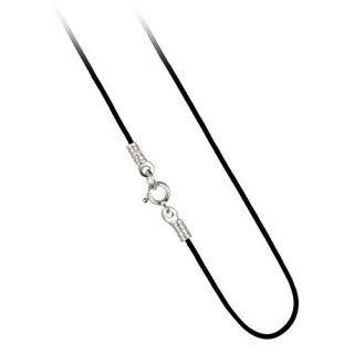 Sterling Silver 1mm Black Leather Cord Chain Necklace