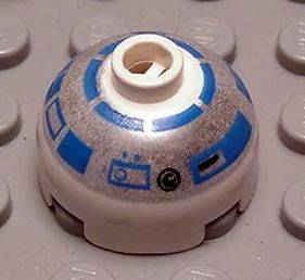LEGO ~ Printed Cylinder 2 x 2 with Dome Top and R2 D2 Pattern ~ 553ps1 