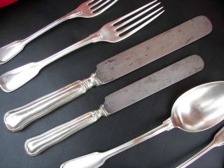 CUTLERY SET 6 WELLNER ALPACCA SILVER 1920 30S GERMANY