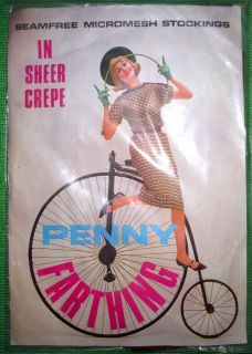 Cycling Old Penny Farthing Bicycle c1960 Size 9 Crepe Nylon Vintage 
