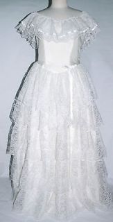   Dress Full Tiered Lace Gown Princess Cut Hoop Size 18 Civil War Ball
