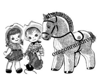 Cowboy, Cowgirl & Pet Pony Cloth Doll Pattern Vintage