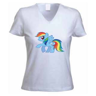 My Little Pony Rainbow Dash Ladies V Neck White T shirt