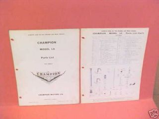 1935 CHAMPION MODEL 1A SINGLE BOAT MOTORS PARTS 1 A