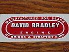35 David Bradley Engine decal  Briggs & Stratton