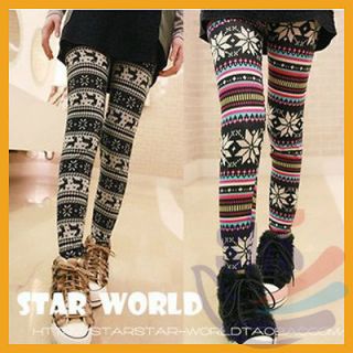 Fashion New Womens Soft Knitted Warm Multi patterns Leggings Tights 