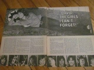 David Cassidy, Vintage Two Page Clipping, Partridge Family, Girls I 