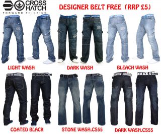 Mens Boys Crosshatch Designer Denim Jeans Trousers High Fashion + Free 