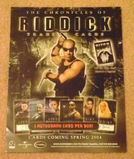 RARE MINT THE CHRONICLES OF RIDDICK SELL SHEET 2004