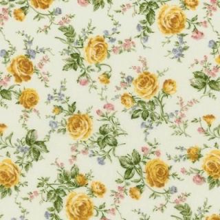 RJR Tyler Texas Rose Yellow Green Cream Off White Floral Quilt Fabric 