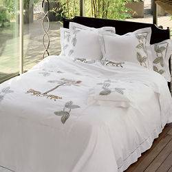   Embroidered Brousse Queen Duvet & Boudoir Shams YVES DELORME Tigers