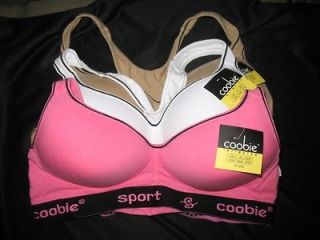 Lots of 3 Coobie Sports Plus Size Bras color Pink, White and Brown 