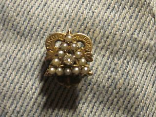 Vintage 10k Solid Gold Delta Upsilon Fraternity Pin W/Diamond